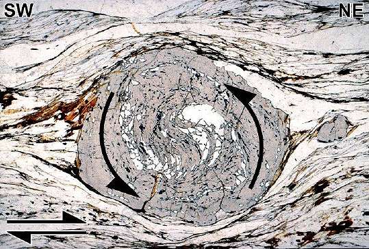 rotated garnet porphyroblast